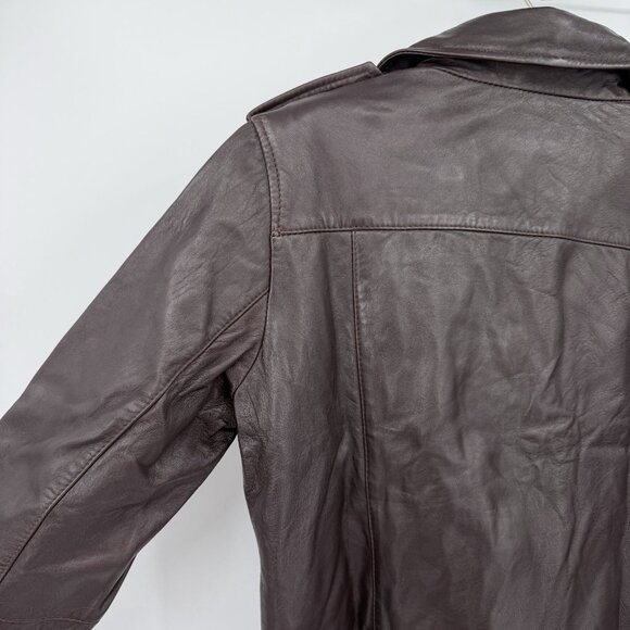 Quince Women's Port Leather Motorcycle Jacket size L Large Sheep Leather Belted - Picture 11 of 12